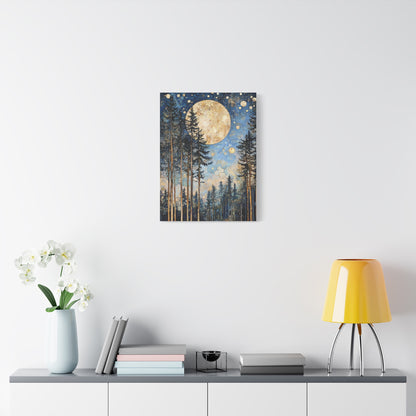 Canvas Art - Midnight Forest with Moon Inspired By Gustav Klimt
