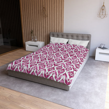 Duvet Cover -  Maroon and White Microfiber Indonesian Ikat