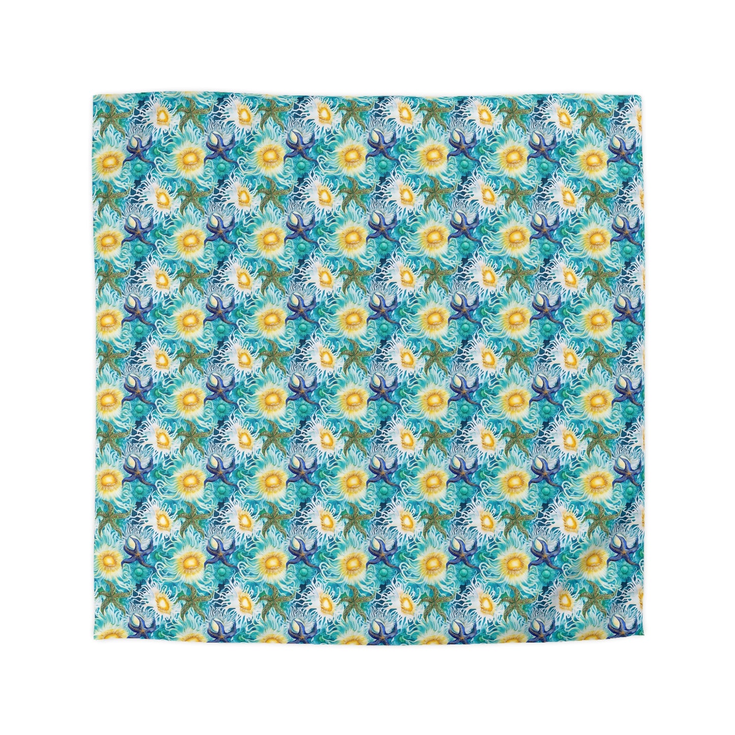 Duvet Cover - Coastal Watercolor Sea Anemones And Starfish