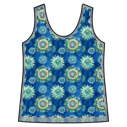 Women's Racerback Tank - Floral Mandalas In Blue, Green And Gold