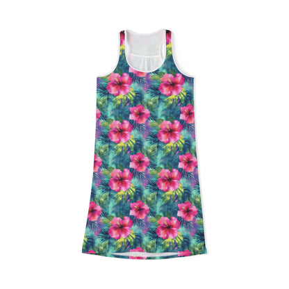 Women's Racerback Dress - Tropical Floral Summer Vibes Resort Wear