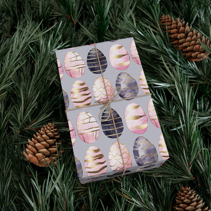 Wrapping Paper - Elegant Sophisticated Easter Eggs in Charcoal, Pink and Black for Spring Celebrations