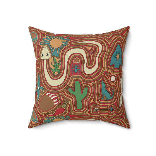 Square Pillow - Southwestern Native American Animals And Motifs
