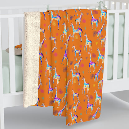Sherpa Fleece Blanket - Giraffes And Balloons