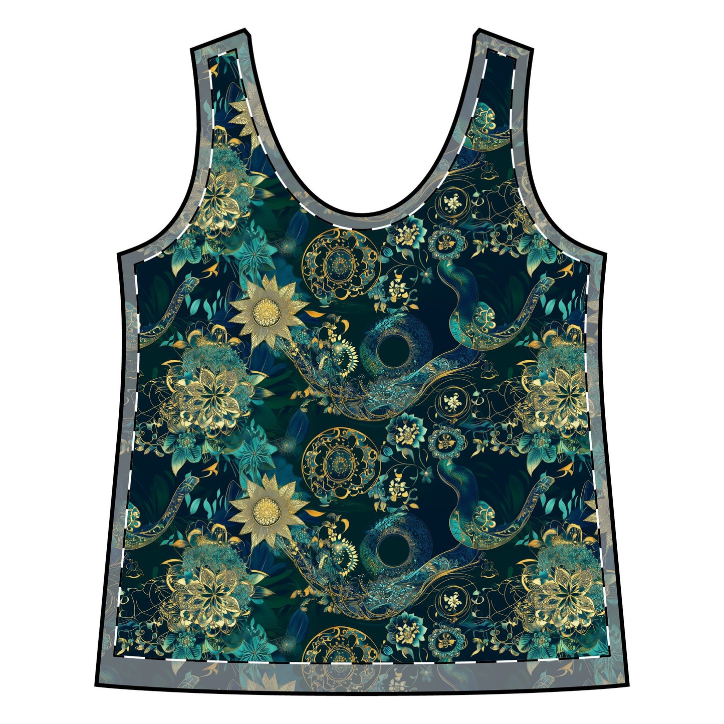 Sporty Racerback Tank - Mandalas Year Of The Snake Athleisure Wear