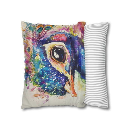 Print Pillowcase - Baby Peacock In Colorful Watercolors