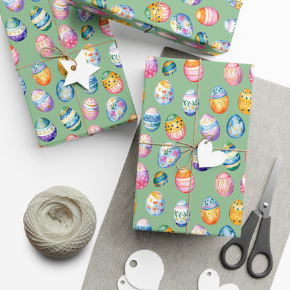 Wrapping Paper - Painted Designs on Colored Eggs for Spring & Easter