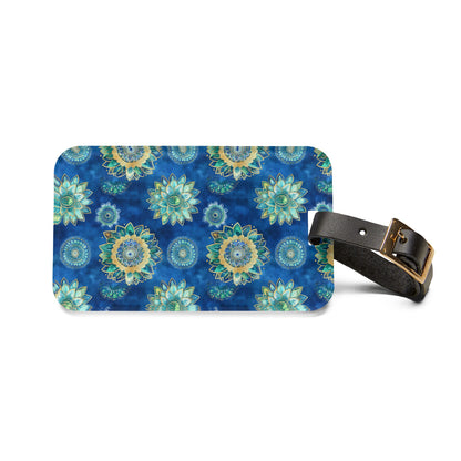 Luggage Tag - Boho Mandalas In Blue And Gold for Wanderlust Seekers