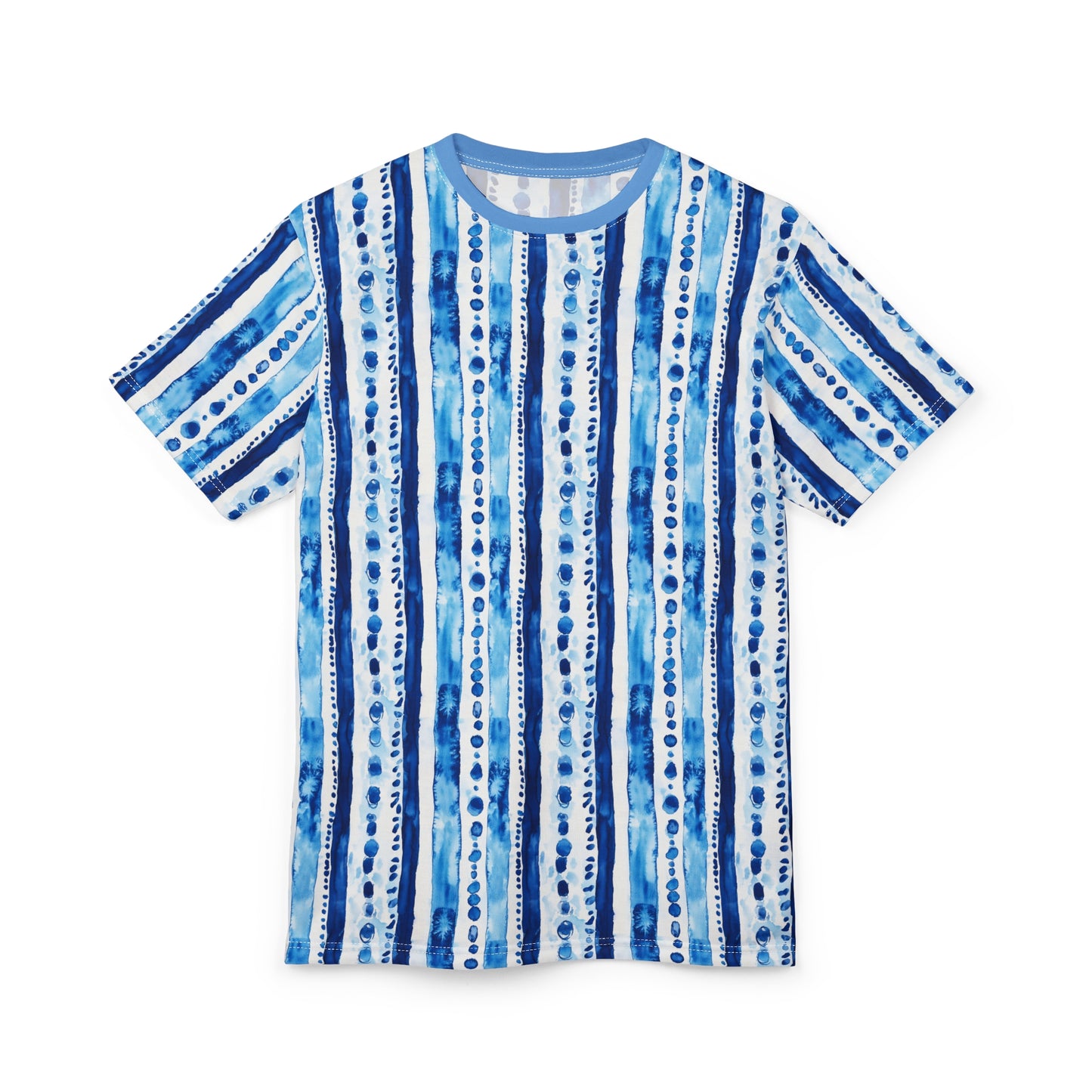 Men's Tee - Coastal Blue And White Ikat Watercolor