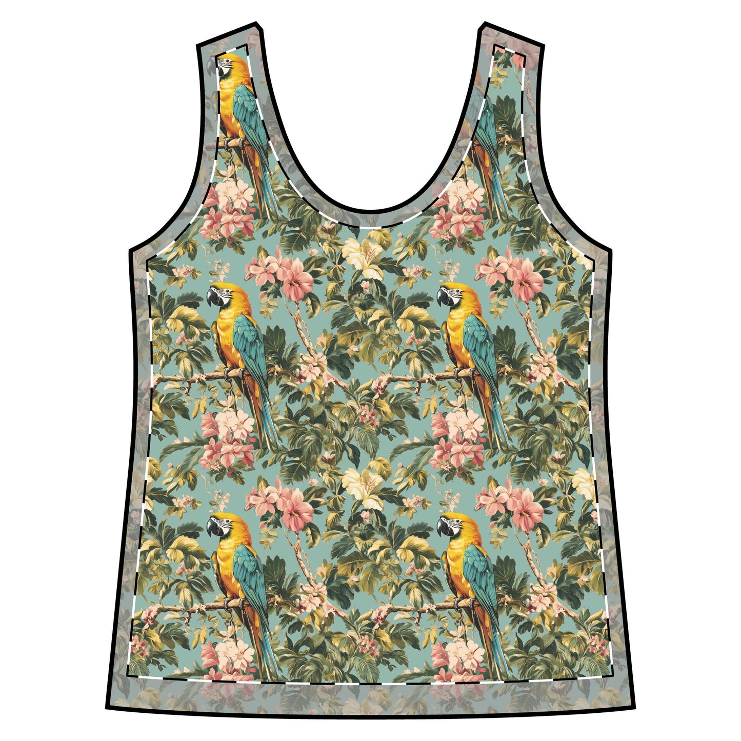 Women's Racerback Tank - Tropical Rainforest Parrot Watercolor