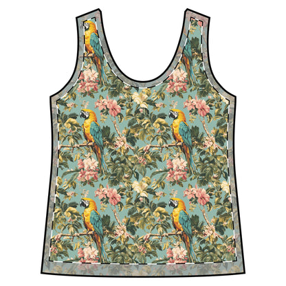 Women's Racerback Tank - Tropical Rainforest Parrot Watercolor