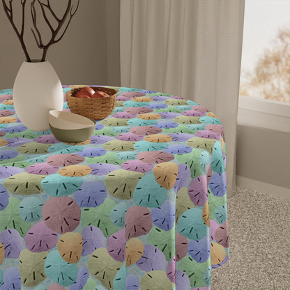 Square Tablecloth - Colorful Beach Sand Dollar Seashells