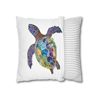 Square Pillow Cover - Ocean-Inspired Sea Turtle for Beach Lovers