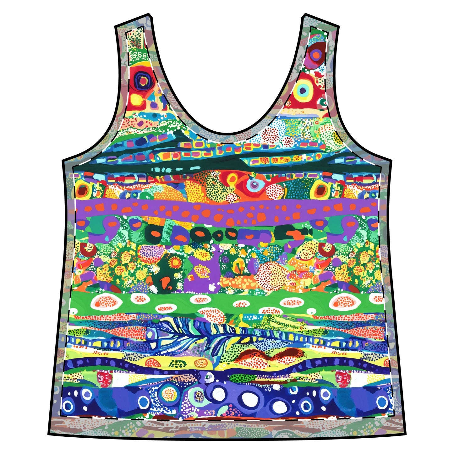 Sporty Racerback Tank - Mardi Gras Carnaval Colorful Stripes for Active Lifestyles