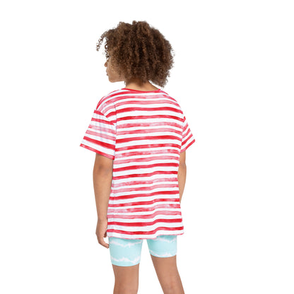 Kids Tshirt Red And White Watercolor Stripes