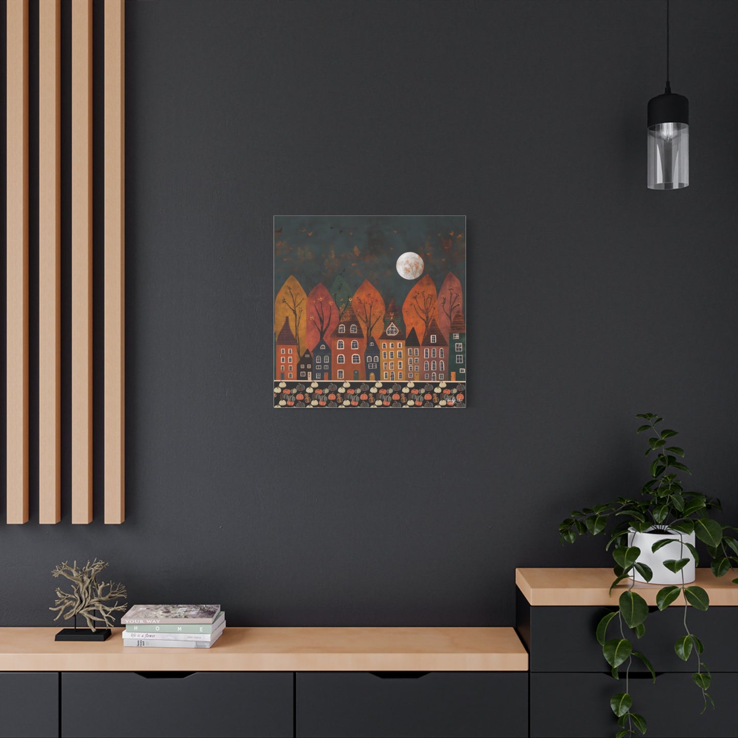 Canvas Art - Autumn Village Pumpkin Patch