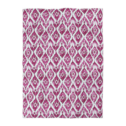 Duvet Cover -  Maroon and White Microfiber Indonesian Ikat
