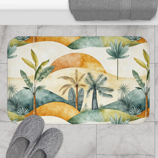 Bath Mat - Desert Hills And Palm Trees Oasis