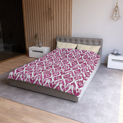 Duvet Cover -  Maroon and White Microfiber Indonesian Ikat