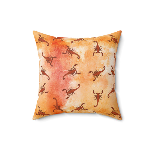 Square Pillow Cover - Southwestern Native American Desert Watercolor Scorpions