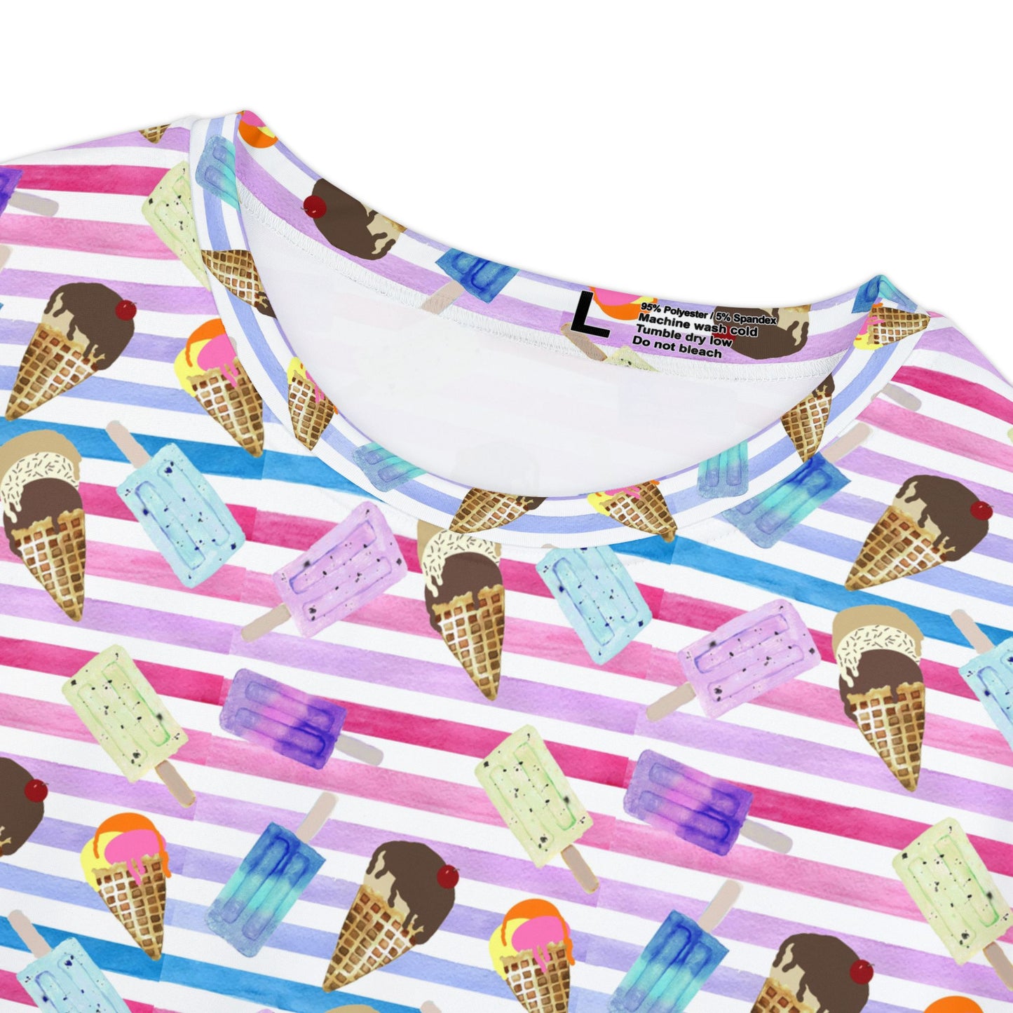 Women's Tee - Colorful Watercolor Stripe Ice Cream Print