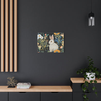 Canvas Art - Whimsical Floral Rabbit Decor for Home & Nursery