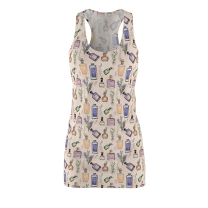 Women's Racerback Dress - Bohemian Floral Vintage Perfume Bottles