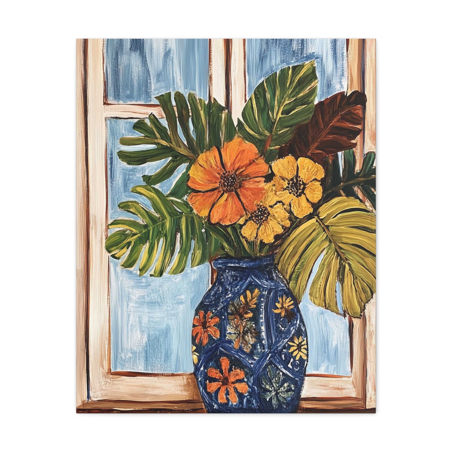 Canvas Art - Vibrant Tropical Island Floral Bouquet