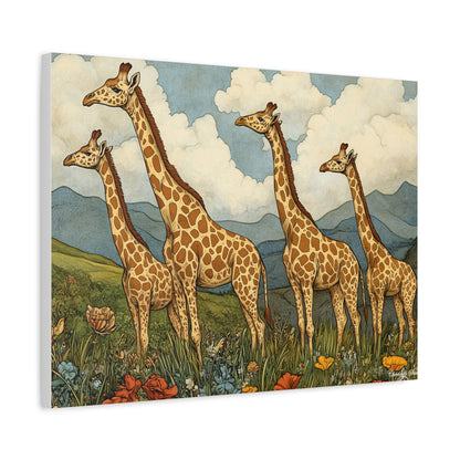 Canvas Art – Whimsical Tower Of Giraffes Wall Art