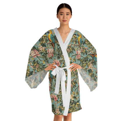 Kimono Robe - Tropical Parrot Long Sleeve Print