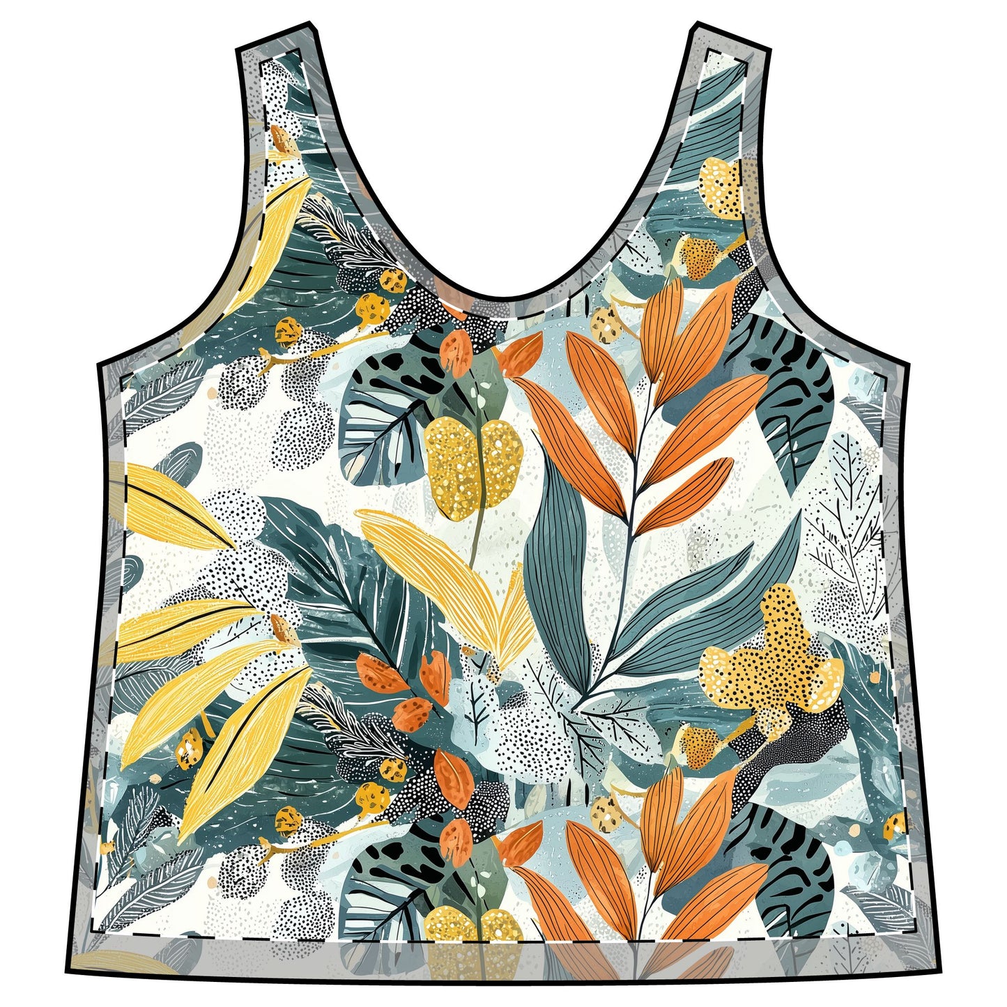 Sporty Racerback Tank - Vibrant Tropical Floral Print for Active Lifestyle