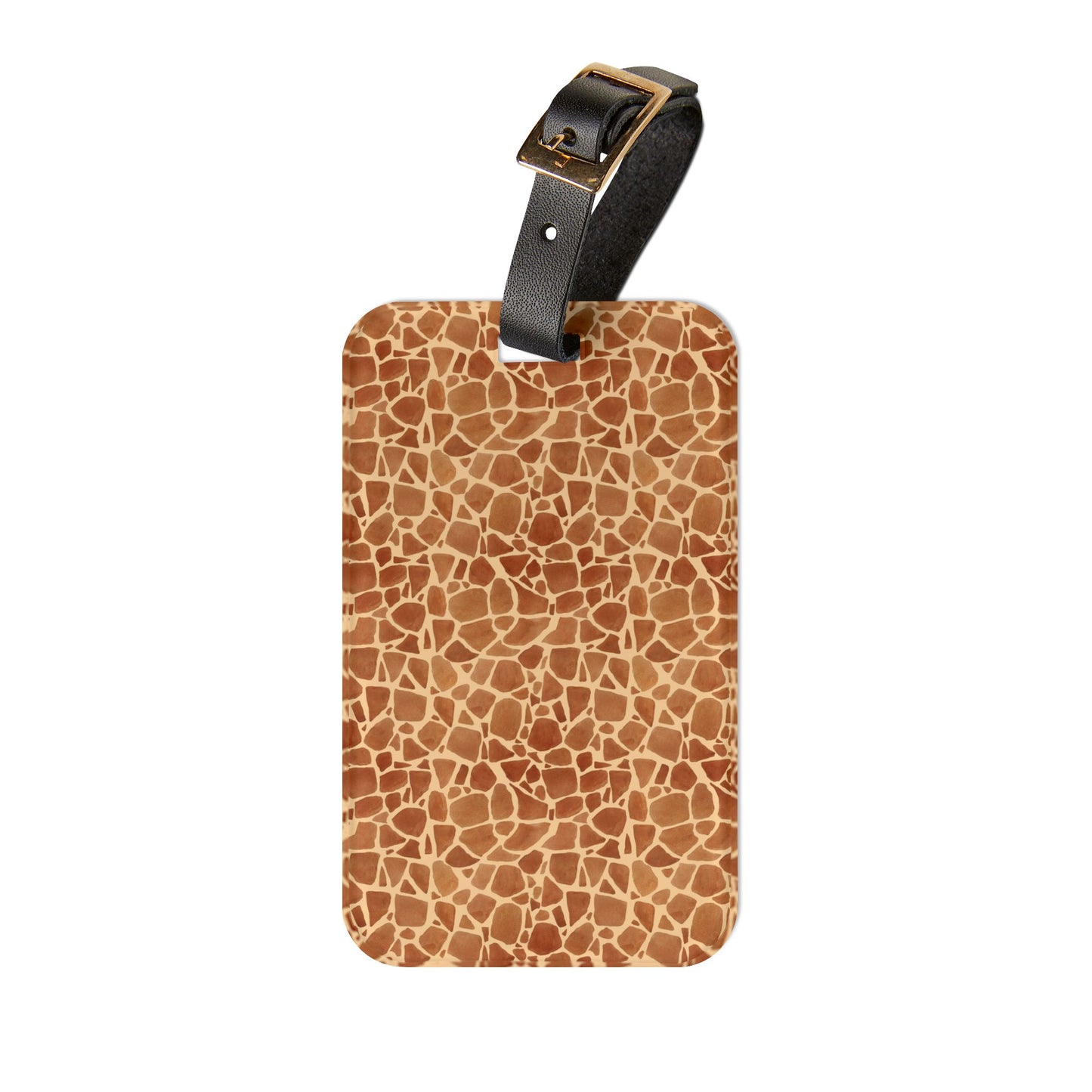 Luggage Tag - Faux Giraffe Hide Adventure Travel Tag in Orange and Tan