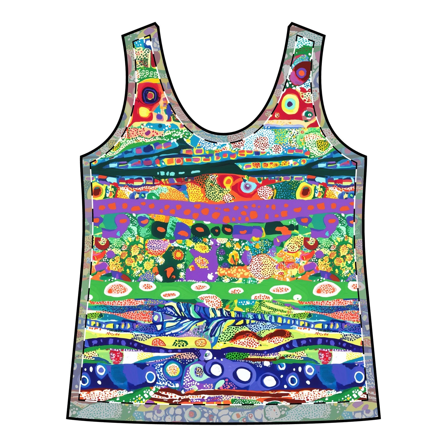 Sporty Racerback Tank - Mardi Gras Carnaval Colorful Stripes for Active Lifestyles