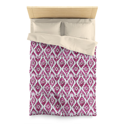 Duvet Cover -  Maroon and White Microfiber Indonesian Ikat