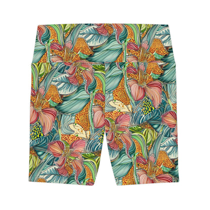 Athletic Shorts - Tropical Irises and Animal Print
