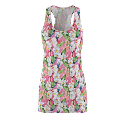 Women's Racerback Dress - Hawaiian White Orchid Floral