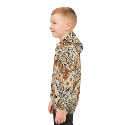 Children's Hoodie - Forest Deer In Brown, Ivory, Green And Yellow