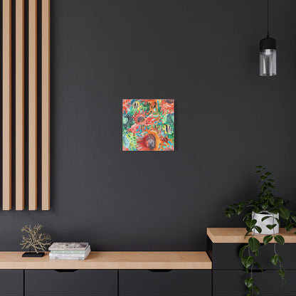 Canvas Art - Vibrant Coral Reef Sea Anemones And Angel Fish