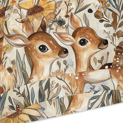 Children's Hoodie - Forest Deer In Brown, Ivory, Green And Yellow
