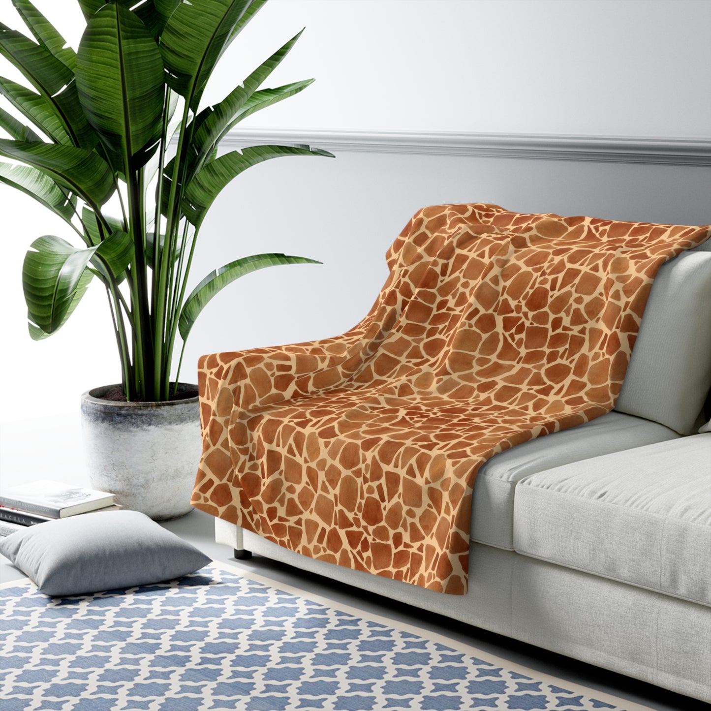 Sherpa Fleece Blanket - Giraffe Hide Animal Fur