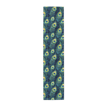 Table Runner - Elegant Peacock Feathers