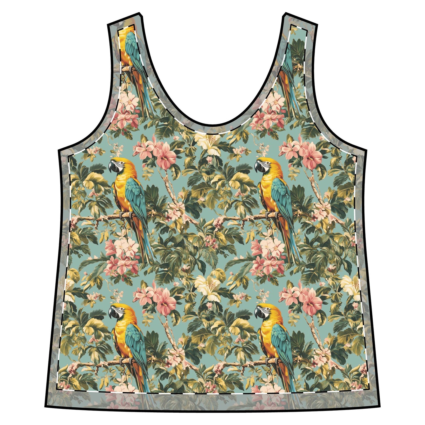 Women's Racerback Tank - Tropical Rainforest Parrot Watercolor