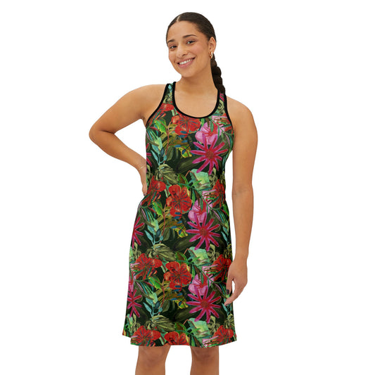 Women's Racerback Dress - Tropical Floral For Summer Outings & Vacations