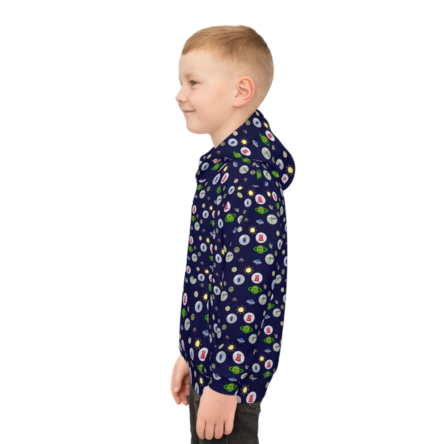 Children's Hoodie - Watercolor UFO's and Planets Space Aliens