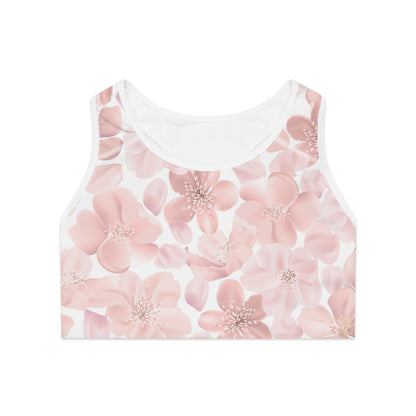 Floral Sports Bra - Pink Blossom Design for Active Women
