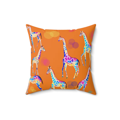 Square Pillow - Giraffes And Balloons Colorful Kids Room Decor