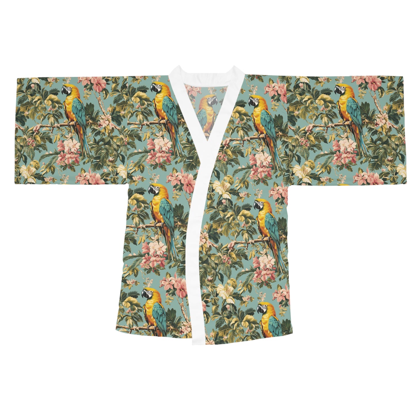 Kimono Robe - Tropical Parrot Long Sleeve Print