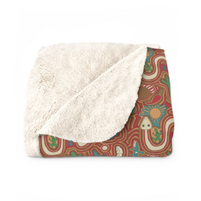 Sherpa Fleece Blanket - Southwestern Native American Mola Line Work