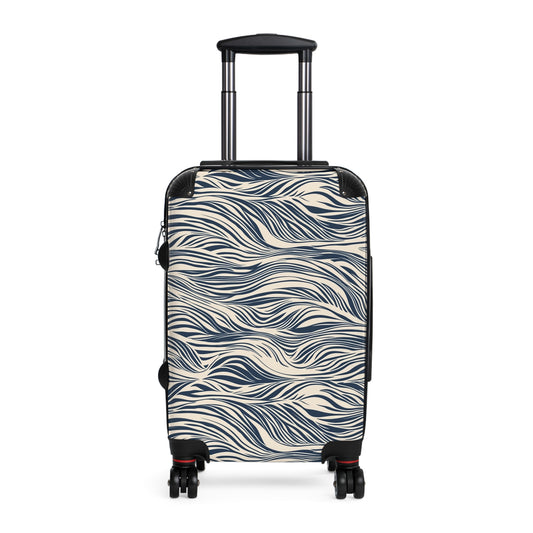 Travel Suitcase - Coastal Navy Wave Pattern