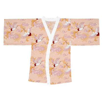 Kimono Robe - Elegant Crane Long Sleeve Bath Cover Up